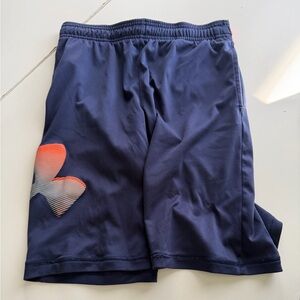 Under Armour Men's Dark Blue and Orange Athletic Shorts